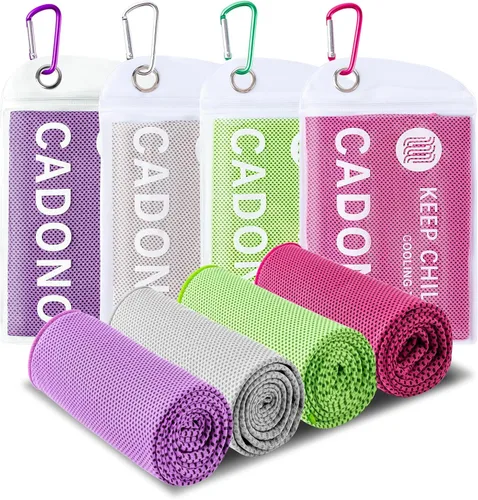 Vista 12 de Paquete de 4 toallas refrescantes (40 x 12 pulgadas), toalla de frío suave y transpirable, toalla de hielo, toalla de microfibra para yoga
