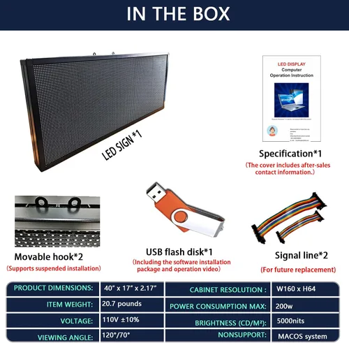 Vista 9 de Letrero LED HS Desplazante Programable, Pantalla de Letreros de Neón Digital Abierto para Exteriores Impermeable, Tablero de Mensajes Electrónicos