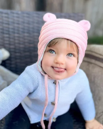 Vista 6 de FURTALK Gorro de invierno para bebé, con orejas de oso para niños y niñas, forro de algodón, gorro de punto