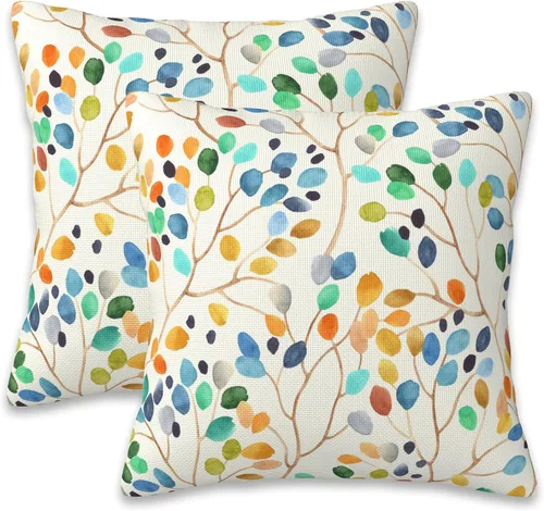 Vista 10 de Fundas de almohada Naqiuli azules florales de 16x16 pulgadas, juego de 2 fundas de almohada decorativas, fundas de cojín para dormitorio, sala