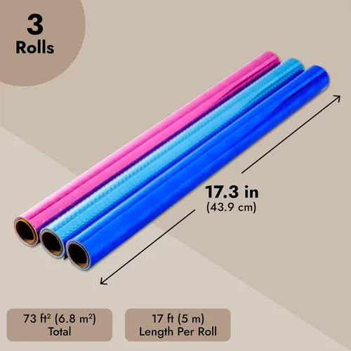 Vista 4 de Juvale Rollos de papel de regalo holográficos metálicos para regalo, patrones de papel de regalo, envoltura de regalo metálica para regalos