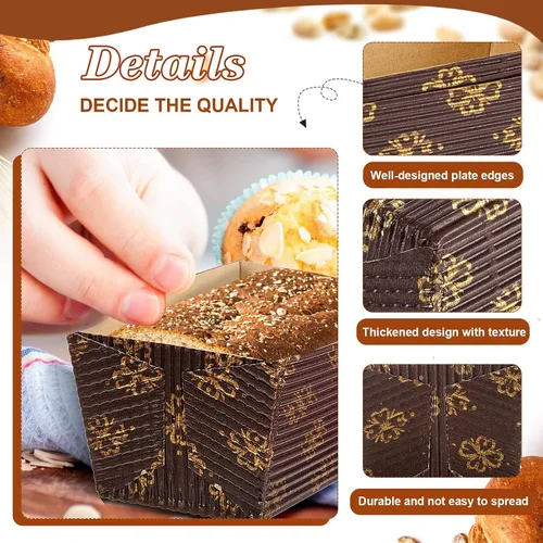 Vista 3 de Tessco 60 Piezas Mini Moldes de Pan de Papel Desechables Moldes Rectangulares de Papel para Hornear para Pan Rápido Panes Pequeños de Calabaza