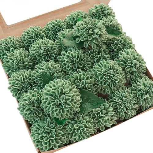 Vista 9 de Floroom Flores Artificiales de Dalia 25 piezas Rosas Falsas de Espuma Negra de Aspecto Real con Tallos para Ramos de Boda DIY Centros de Mesa