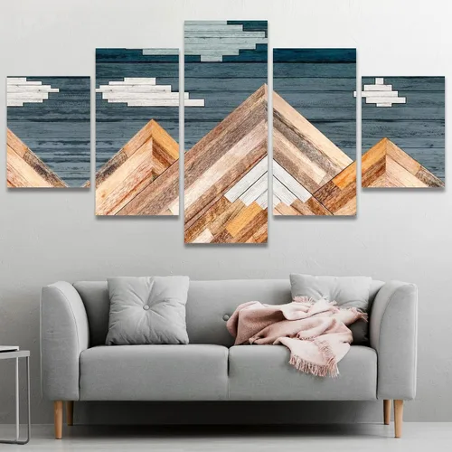 Vista 18 de SIGNWIN Lienzo grande para pared, efecto geométrico de mármol, triángulo dorado, polígono, paisaje, formas abstractas, arte digital, arte moderno