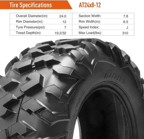 Vista 5 de HALBERD Neumáticos para ATV, 24x8-12 y 24x10-11 6PR 24x8x12 24x10x11 Todo Terreno ATV UTV Neumáticos todoterreno para Honda Fourtrax Rancher TRX400