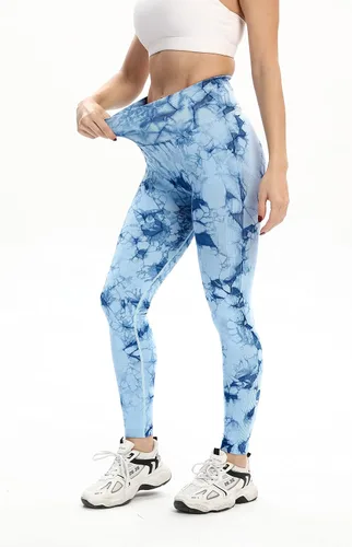 Vista 8 de GILLYA Leggings de levantamiento de glúteos para mujer, sin costuras, teñido anudado, para entrenamiento, gimnasio, cintura alta, pantalones