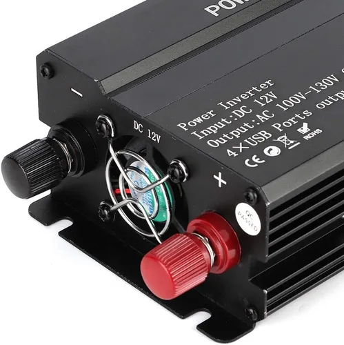 Vista 7 de Convertidor de inversor de corriente para automóvil de 4000 W con pantalla LCD, puerto USB, encendedor de puros, puertos CC 12 V a CA 1100 V