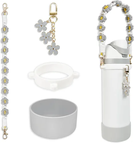 Vista 9 de Juego de fundas de silicona para botella de agua Owala de 24 oz, 32 oz, 40 oz - Incluye funda antideslizante y correa con asa para botella de agua
