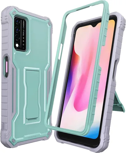 Vista 10 de Funda para T-Mobile REVVL V Plus 5G, protección de grado militar, a prueba de golpes, soporte integrado compatible con teléfono REVVL V Plus 5G Azul