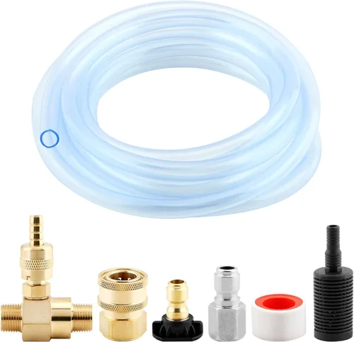 Vista 7 de Inyector aguas abajo para lavadora a presión, kit de jabón de lavadora eléctrica ajustable e inyector químico, conexión rápida de 3/8 pulgadas, 4500