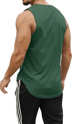 Vista 3 de Cagocarben Sudaderas sin mangas para hombre, camisetas de entrenamiento muscular, culturismo, fitness, ajuste ajustado