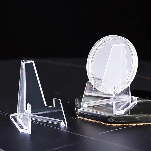 Vista 6 de Soportes de tarjetas de acrílico, soporte para monedas, mini caballete acrílico, soporte para exhibir monedas, relojes de bolsillo, cápsulas