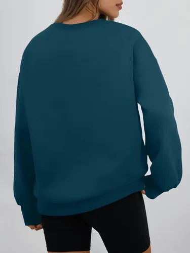 Vista 4 de Trendy Queen - Sudaderas para mujer, sudaderas con capucha de gran tamaño, cuello redondo, suéteres cómodos para otoño e invierno, ropa a la moda