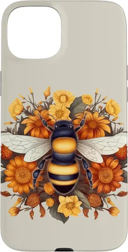 Vista 9 de iPhone 16 Boho Flower Bee Honey Beekeeper Daisy Sunflower Bee Case