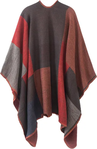 Vista 2 de Urban CoCo Poncho de colores para mujer, chal con frente abierto, color en bloques