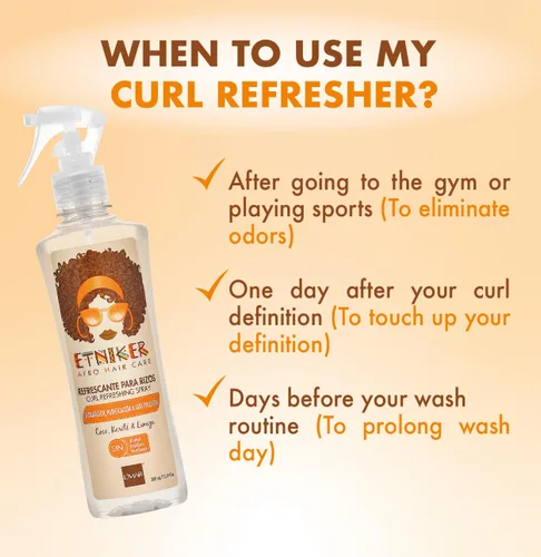 Vista 6 de ETNIKER Curl Refresher Spray. Cabello rizado y ondulado. Revive y refresca. Coco, linaza, manteca de karité y extracto de semilla de rambután