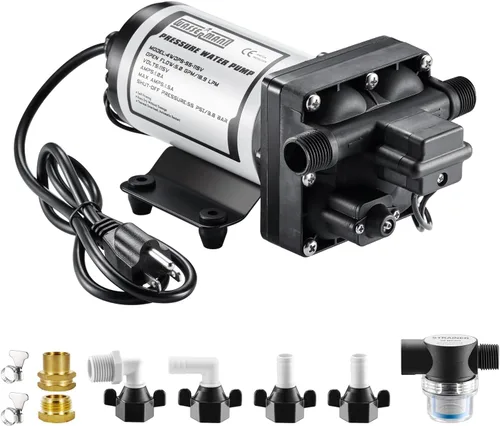 Vista 15 de WASSERMANN RV Water Pump 12 Volt DC 3.0GPM 55PSI Replacement For 4008-101-A65 Water Pump Self Priming Diaphragm Pump with Pressure Switch for RV