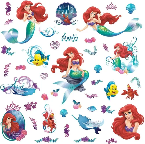 Vista 2 de RoomMates RMK2347SCS - Calcomanías de pared para despegar y pegar con diseño de Ariel, La Sirenita