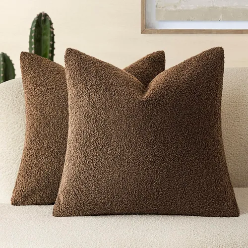 Vista 12 de Foindtower Paquete de 2 fundas de cojín decorativas de pelo sintético rizado, suave y mullida, con cremallera, acogedora funda de almohada