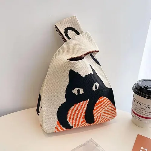 Vista 3 de MUUZI Bolso lindo de punto casual bolso de compras (Heart01, XL)