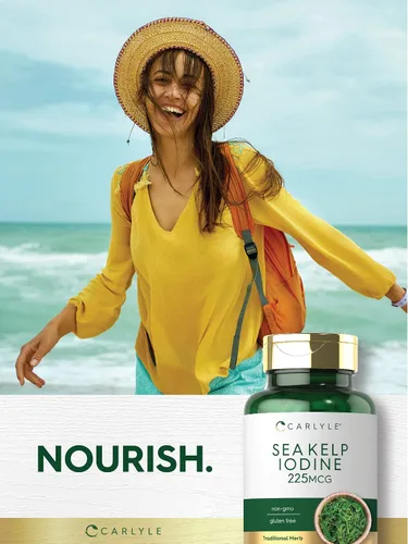 Vista 6 de Carlyle - Suplemento de yodo de alga marina 225 mcg 300 tabletas Sin GMO, sin gluten Suplemento de hierbas tradicionales