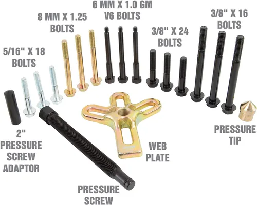 Vista 4 de OEMTOOLS 37187 Kit de extractor de equilibrador armónico - Yugo extractor de acero tratado térmicamente para engranaje, volante y polea de cigüeñal