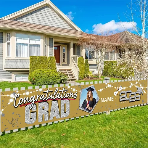 Vista 7 de Decoraciones personalizadas para fiestas de graduación 2026 – Cartel de felicitación de graduación grande – Cartel de fondo de graduación