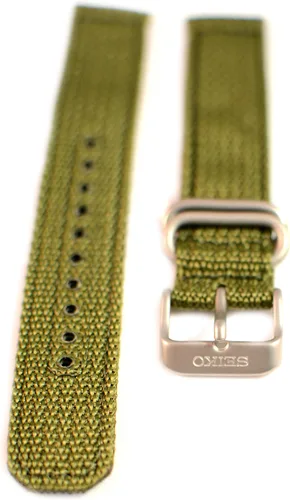 Vista 2 de Seiko Correa de reloj militar automática de nailon verde oliva de 0.709 in