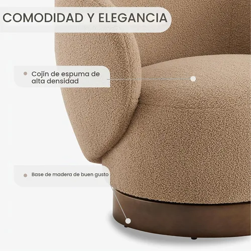 Vista 3 de KISLOT - Silla giratoria de acento redonda de barril tapizada en tela de alto rendimiento para sala de estar, dormitorio, lectura, sala de espera, 2