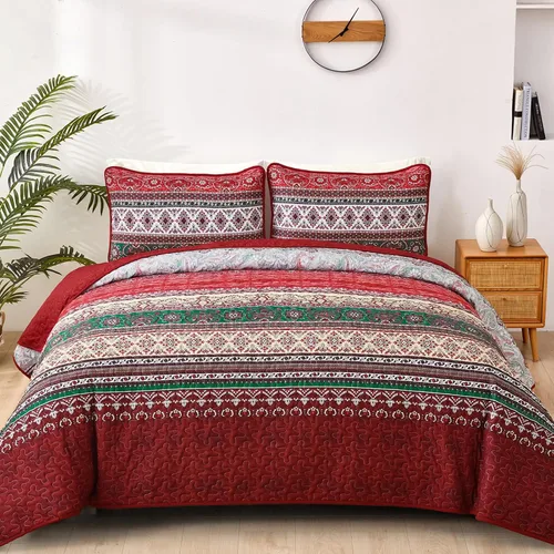 Vista 18 de WONGS BEDDING Juego de edredón bohemio tamaño individual, juego de ropa de cama azul bohemio individual, colcha de microfibra ligera con funda