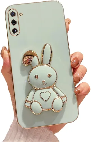 Vista 40 de Funda con soporte de conejo de corazón para Samsung Galaxy A10, cubierta protectora de TPU suave galvanizada a prueba de golpes con bonito soporte