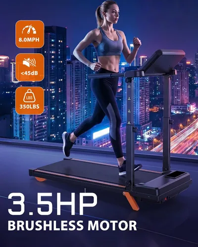 Vista 6 de 12% Incline Multifunctional Walking Pad with Height-Adjustable Handle Bar and Built-in Removable Desk, 8.0MPH/3.5HP Small Treadmill, 350LBS