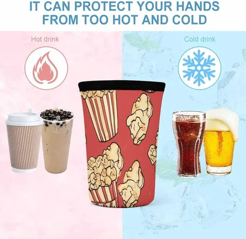 Vista 4 de Fire And Water Phoenix Popcorn Print Reusable Insulated Neoprene Iced Coffee Cup Sleeves 3 Sizes Diving Material Cup Durable Beverage Covers for