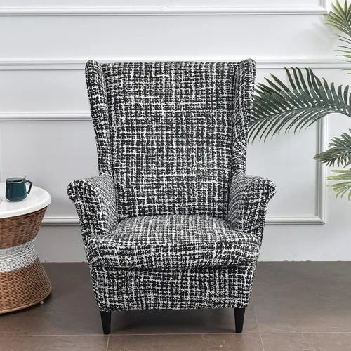 Vista 43 de Eco-Ancheng Funda para silla Wingback, 2 piezas, respaldo de ala, fundas de elastano para sillón con respaldo de ala, fundas para sillón con parte