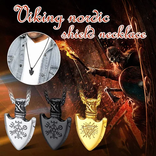 Vista 8 de FaithHeart Collar con colgante de runas vikingas nórdicas, martillo de Thor, brújula nórdica, Odín, cuervo, para hombres y mujeres, con embalaje