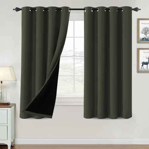 Vista 26 de H.VERSAILTEX Cortinas 100% de opacidad para dormitorio, con aislamiento térmico, cortinas opacas de 63 pulgadas de largo, cortinas de bloqueo