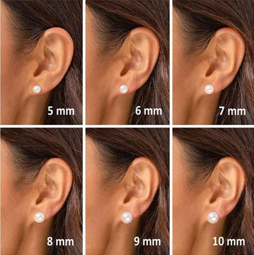 Vista 6 de Aretes de perlas de tuerca Renkovte para mujer, aretes planos de perlas con cierre de tuerca para hélice de cartílago, aretes de cartílago, joyería