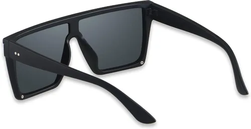 Vista 2 de LYZOIT Lentes de sol cuadrados de gran tamaño para mujeres y hombres, parte superior plana grande, protección UV, sombras sin montura