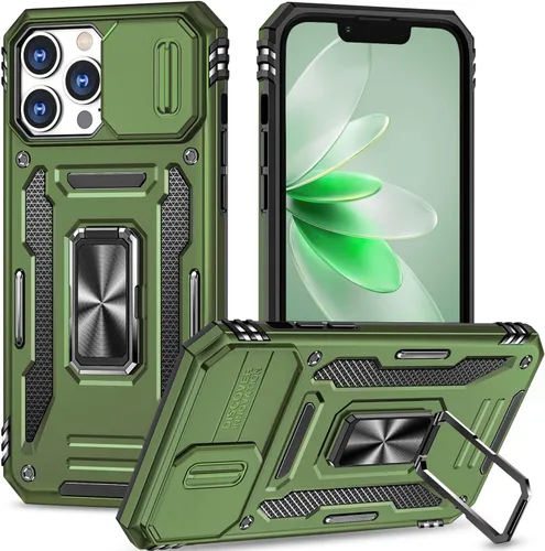 Vista 24 de Funda para iPhone 12 Pro Max con cubierta deslizante para cámara, con soporte para anillo de dedo, soporte magnético para automóvil, para iPhone 12