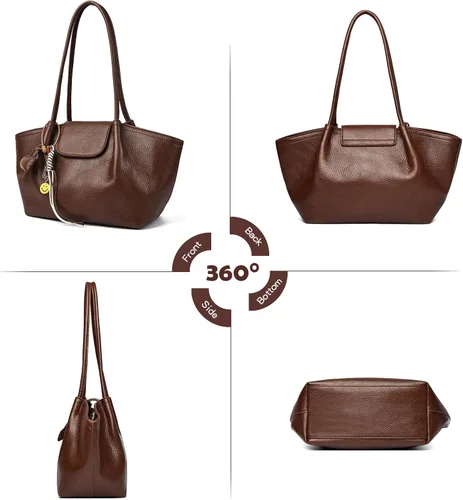 Vista 6 de Travistar Bolso de mano para mujer - Veagn - Bolso de hombro de cuero con asa superior, bolso de trabajo hobo de otoño 2025 con bonito colgante