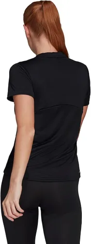 Vista 3 de adidas Camiseta deportiva Primeblue Designed 2 Move Logo para mujer, White-vivid Red