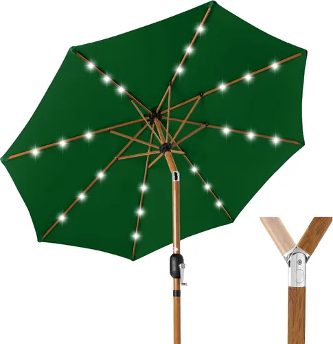 Vista 27 de Best Choice Products Sombrilla de Patio Solar de Poliéster con Luz LED de 10 pies con Ajuste de Inclinación y Tela Resistente a los Rayos UV - Gris