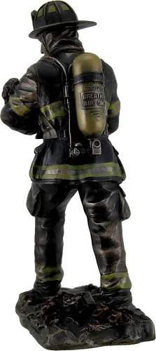 Vista 4 de Estatua de bronce metálico para niños, bombero, 11 pulgadas de alto