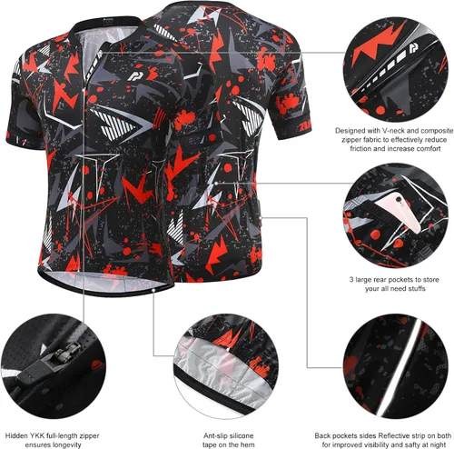 Vista 4 de Conjuntos de jersey de ciclismo para hombre, 5D, acolchado, de manga corta, trajes de ciclismo de secado rápido