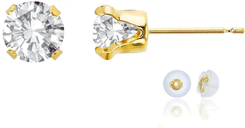 Vista 87 de Aretes de tuerca de plata de ley 925 chapados en oro de 14 quilates macizo, oro amarillo, blanco o rosa de 0.236 in Amatista