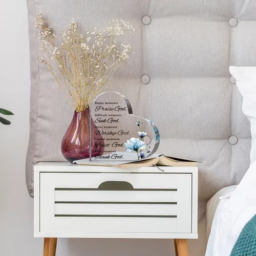Vista 6 de Yulejo Versículos de la Biblia, regalo cristiano para mujer, regalo de semana CNA, citas inspiradoras, flores azules, decoración de habitación