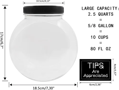 Vista 2 de Tarro grande para monedas, gran plástico transparente para monedas, cambio de dinero con tapa ranurada plateada, 2 métodos de colocación, monedas