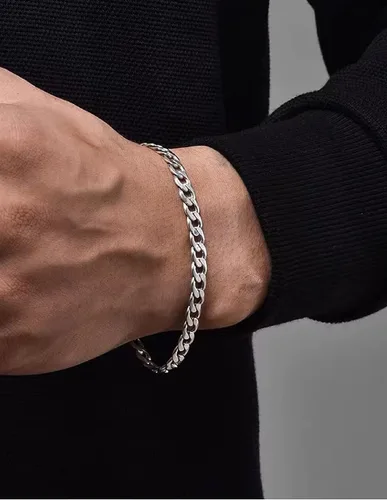 Vista 4 de 925 Sterling Silver Cuban Link Chain Bracelet 3mm 5mm 8mm Silver Bracelet for Men Women 6.5-9 Inches