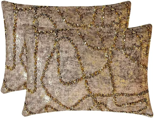 Vista 88 de The HomeCentric Fundas de almohada lumbares doradas de 12 x 14 pulgadas (11.8 x 13.8 in), de piel sintética, con diseño de animales, estilo moderno