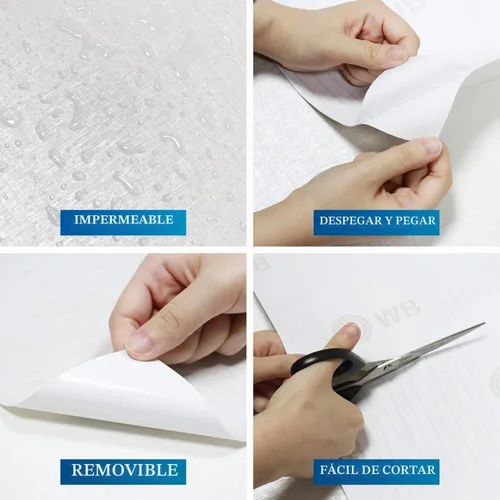 Vista 4 de FunStick - Papel pintado de lino con textura de pasto crema blanco, autoadhesivo, extraíble, de 12"x200", para paredes, armarios, cómodas, muebles